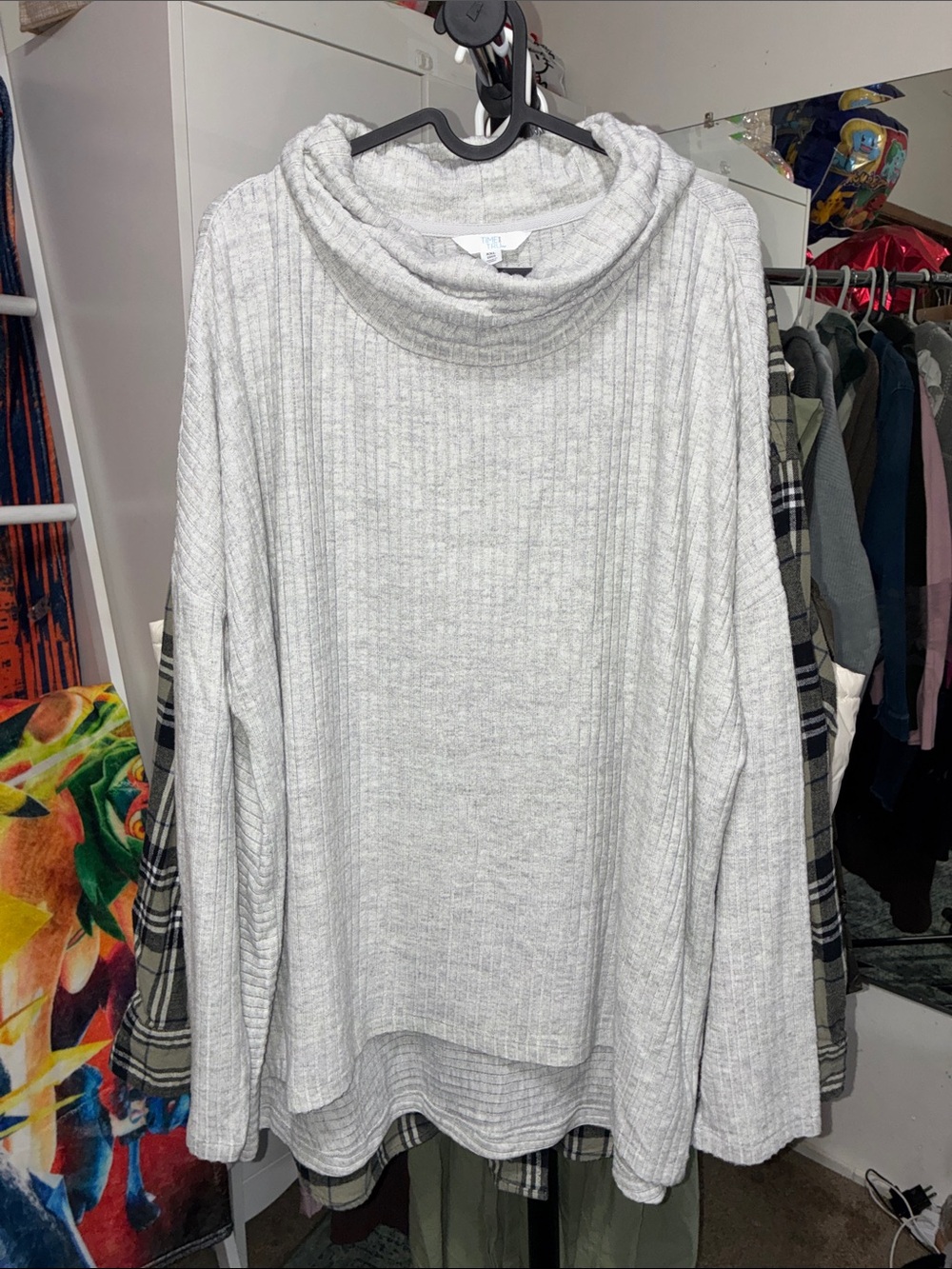 New Time & Tru XXL 20 gray Mock Neck Sweater